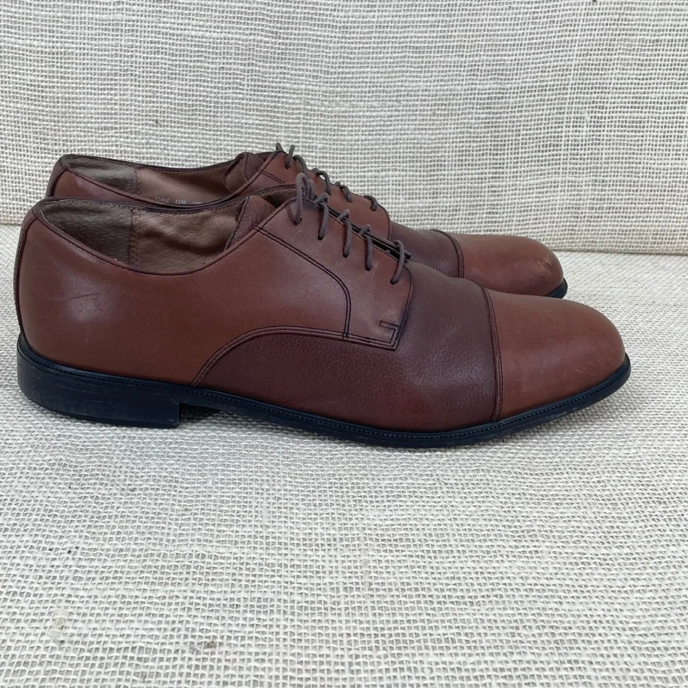 Bostonian Brown Leather Cap Toe Derby Dress‎ Shoes Mens 12M 22462 First Flex